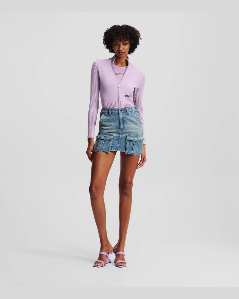 Karl Lagerfeld Minirock Aus Denim Im Utility-stil, Frau, Getöntes Visual Washed Blue, Größe Getöntes