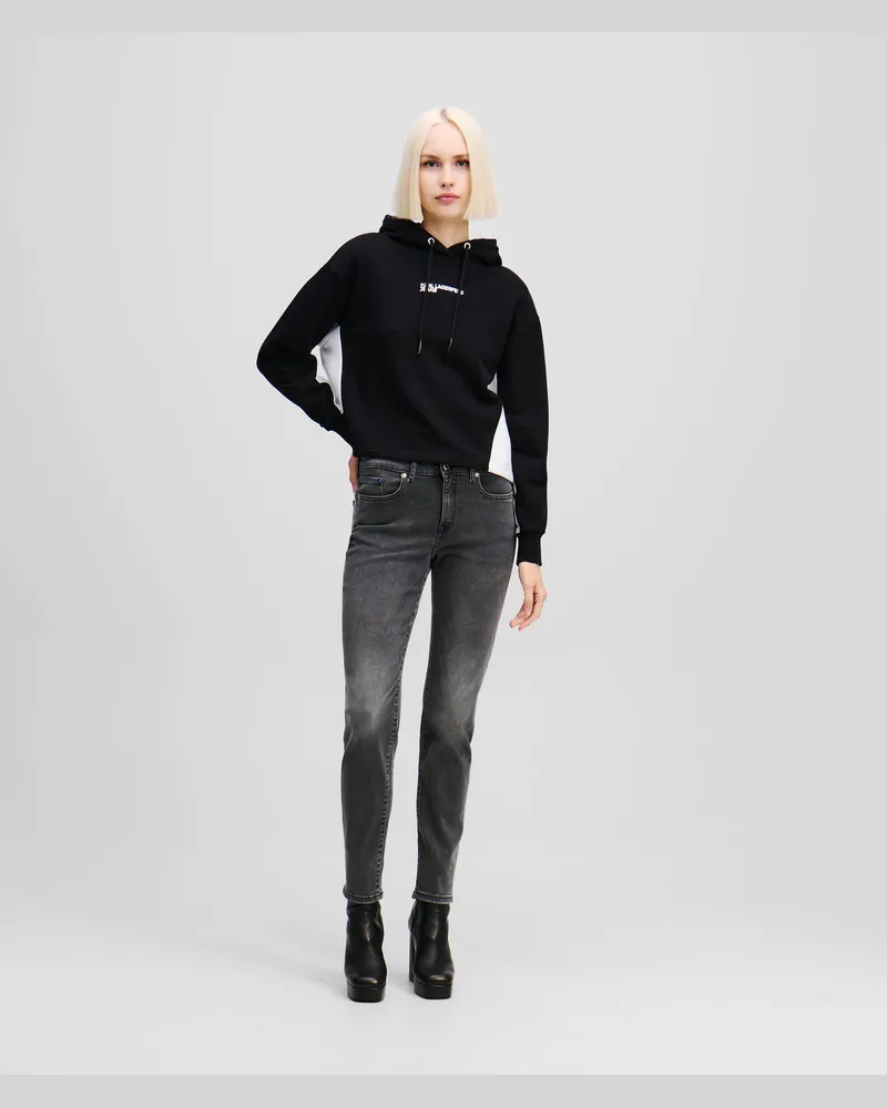 Karl Lagerfeld Slim-jeans Mit Mittelhohem Bund, Frau, Gewaschenes Schwarz, Größe Gewaschenes