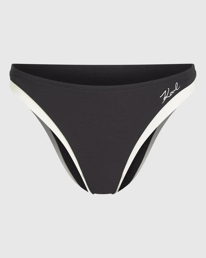 Karl Lagerfeld Signature-bikinihose Mit Paspelierung, Damen, Schwarz, Größe Schwarz