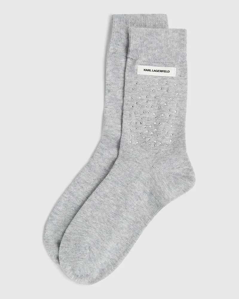 Karl Lagerfeld Strass-logo-socken, Female, Mid Grey Melange, Size Grey