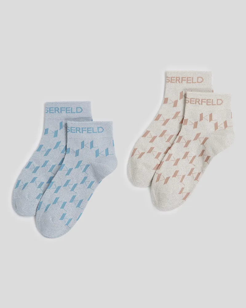 Karl Lagerfeld K/monogram Kurze Socken – 2-pack, Frau, Kentucky Blau-Purpur, Größe Kentucky