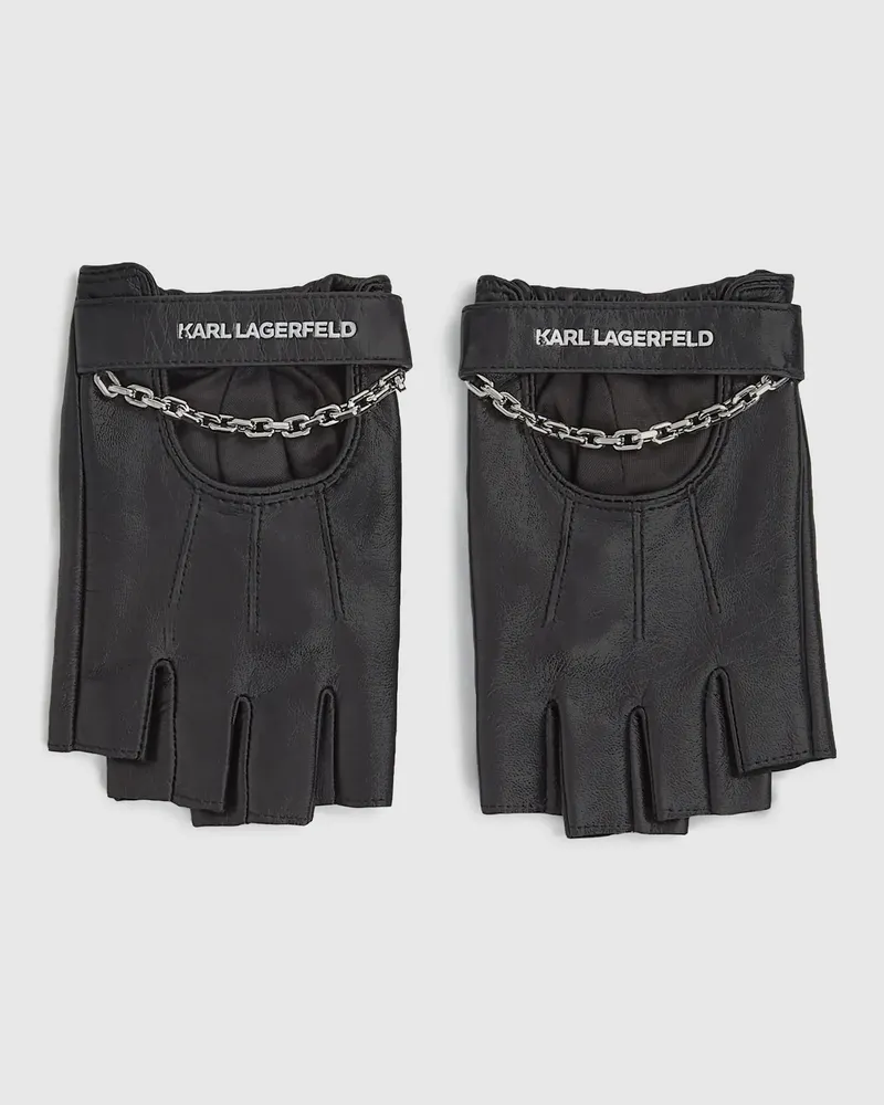 Karl Lagerfeld Fingerlose Handschuhe Mit Kettendetail, Damen, Schwarz-nickel, Größe: S Schwarz-nickel
