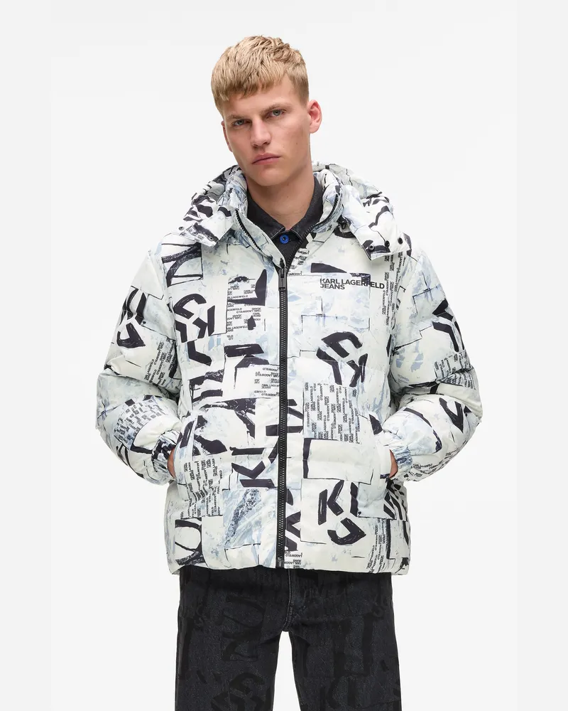 Karl Lagerfeld Pufferjacke Mit Allover-monogramm, Herren, Urbane Textur Im Allover-print, Größe Urbane