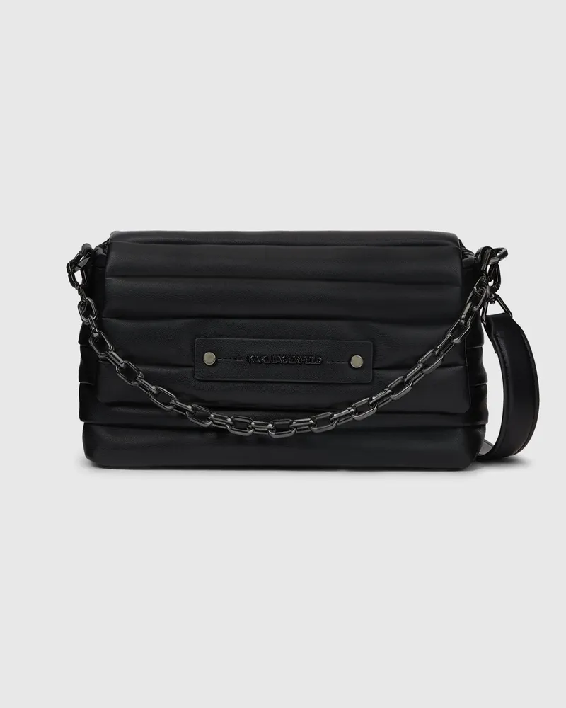 Karl Lagerfeld K/essential Plie Umhängetasche Mit Kette, Damen, Schwarz-gunmetal, Größe Schwarz-gunmetal