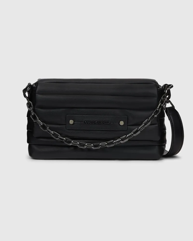 Karl Lagerfeld K/essential Plie Umhängetasche Mit Kette, Damen, Schwarz-gunmetal, Größe Schwarz-gunmetal