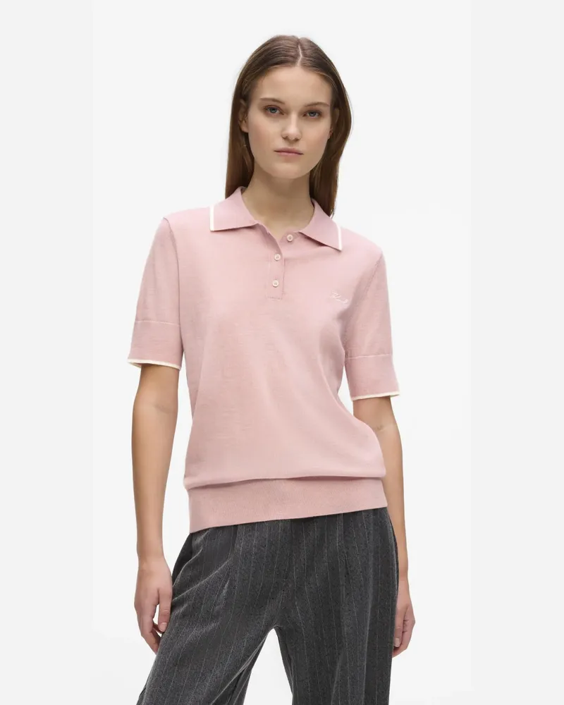 Karl Lagerfeld Merinowoll-polo, Damen, Misty Roses Melange, Größe Misty
