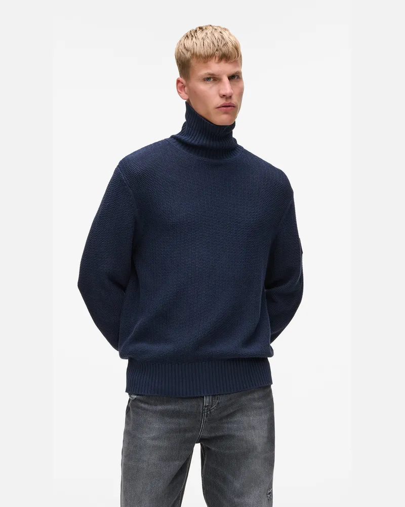 Karl Lagerfeld Locker Geschnittener Rollkragenpullover, Herren, Schwarz Iris, Größe Schwarz