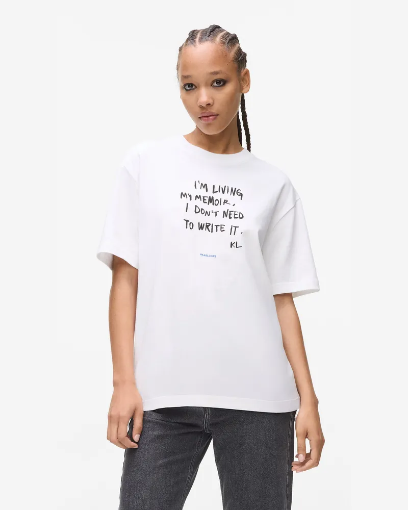 Karl Lagerfeld Legeres T-shirt Mit Karl-zitat, Damen, Weiss, Größe Weiss