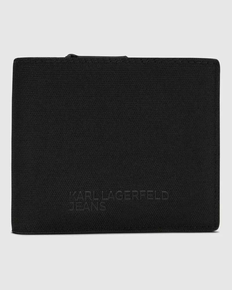 Karl Lagerfeld Alltagstaugliches Zweifach Gefaltetes Portemonnaie, Male, Schwarz, Size Black