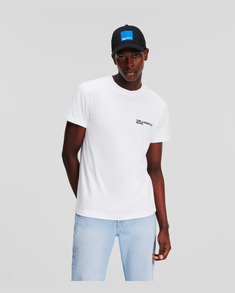 Karl Lagerfeld Schmal Geschnittenes T-shirt Mit Logo, Mann, Weiss, Größe Weiss