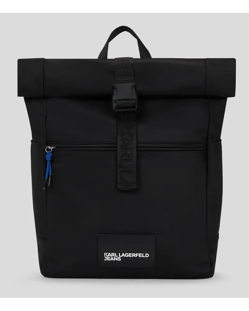 Karl Lagerfeld Klj street roll-top-backpack aus Nylon, Mann, Schwarz Schwarz