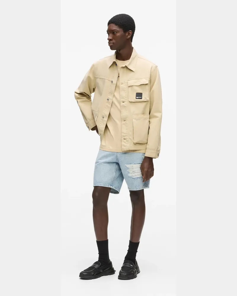 Karl Lagerfeld Jeansshorts In Used-optik, Herren, Schachbrett, Größe Schachbrett