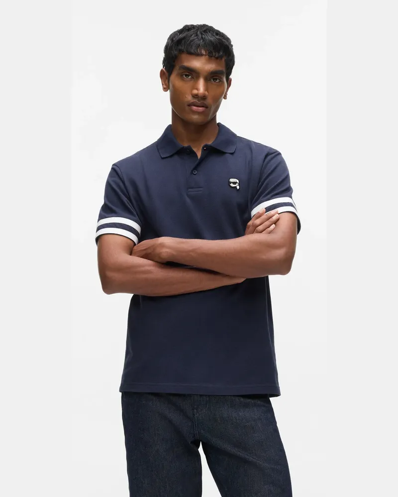 Karl Lagerfeld Ikon Poloshirt Mit Streifen An Den Ärmeln, Herren, Peacoat, Größe Peacoat