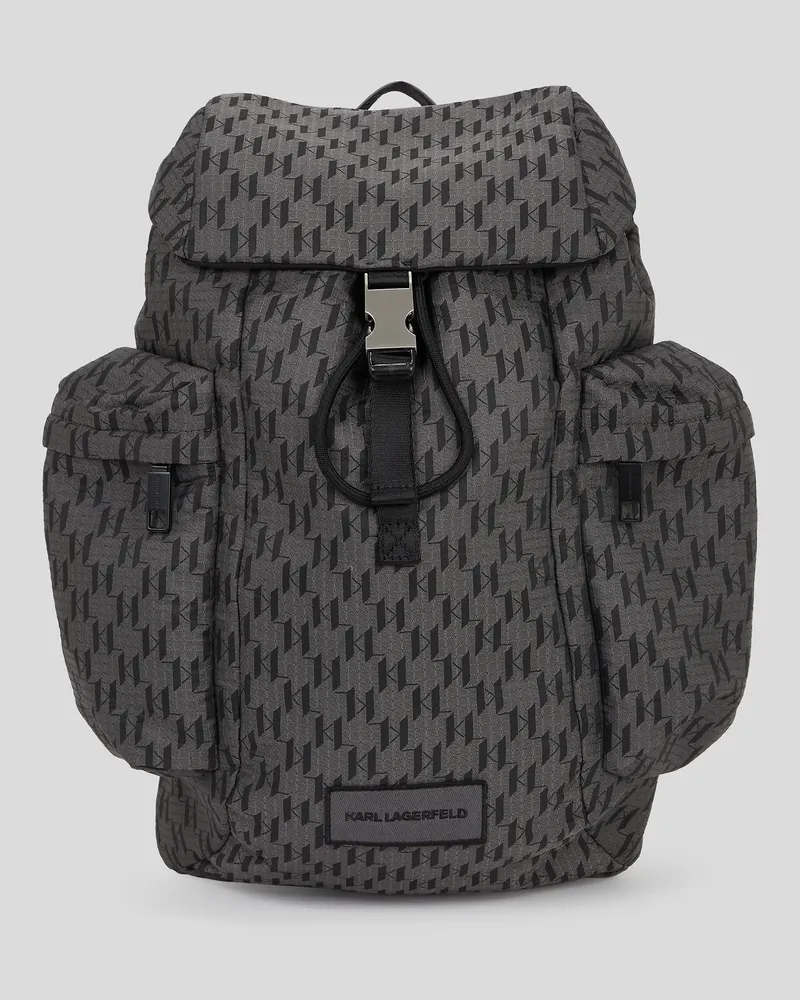 Karl Lagerfeld K/monogram Rucksack Aus Ripstop, Mann, Schwarz/Grau, Größe Schwarz