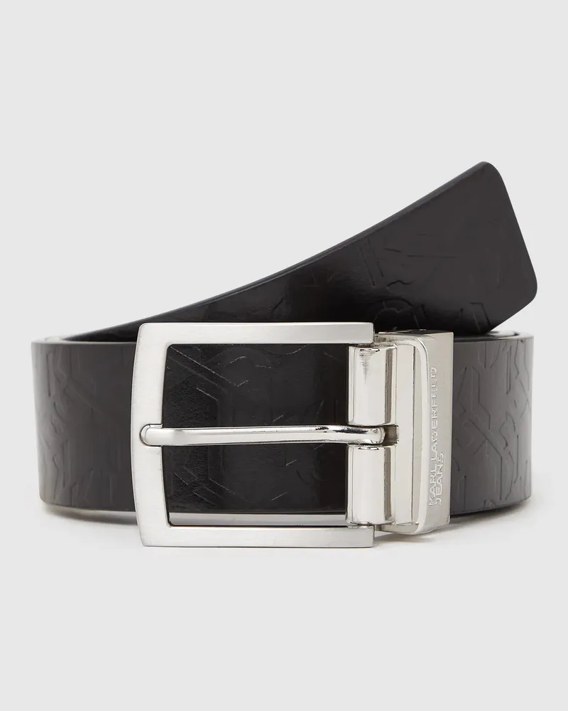 Karl Lagerfeld Wendegürtel Mit Monogramm, Herren, Vertikale Schwarz/weiße Streifen, Größe: 95 Vertikale