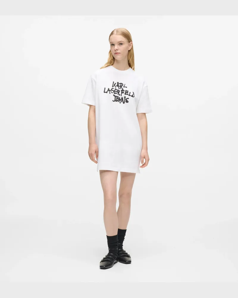 Karl Lagerfeld T-shirt-kleid Mit Graffiti-print, Damen, Weiss, Größe Weiss