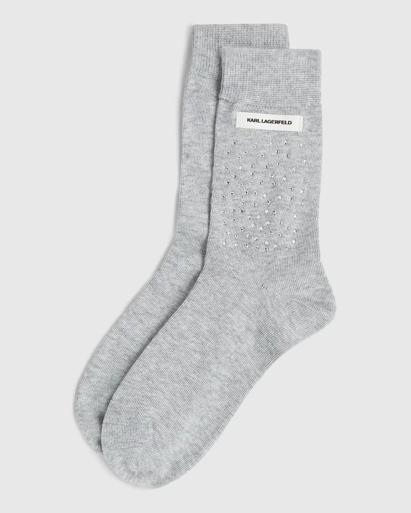 Karl Lagerfeld Strass-logo-socken, Damen, Mittelgrau Melange, Größe Mittelgrau