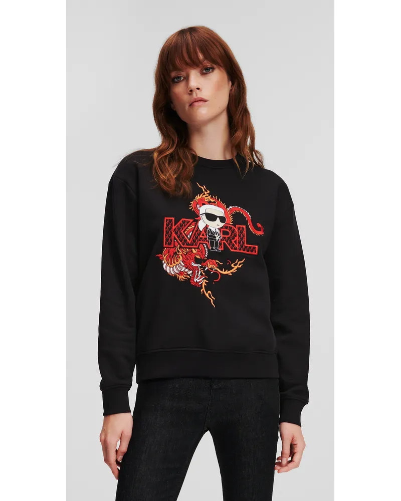 Karl Lagerfeld K/ikonik Sweatshirt Zum Chinesischen Neujahrsfest, Frau, Schwarz Schwarz