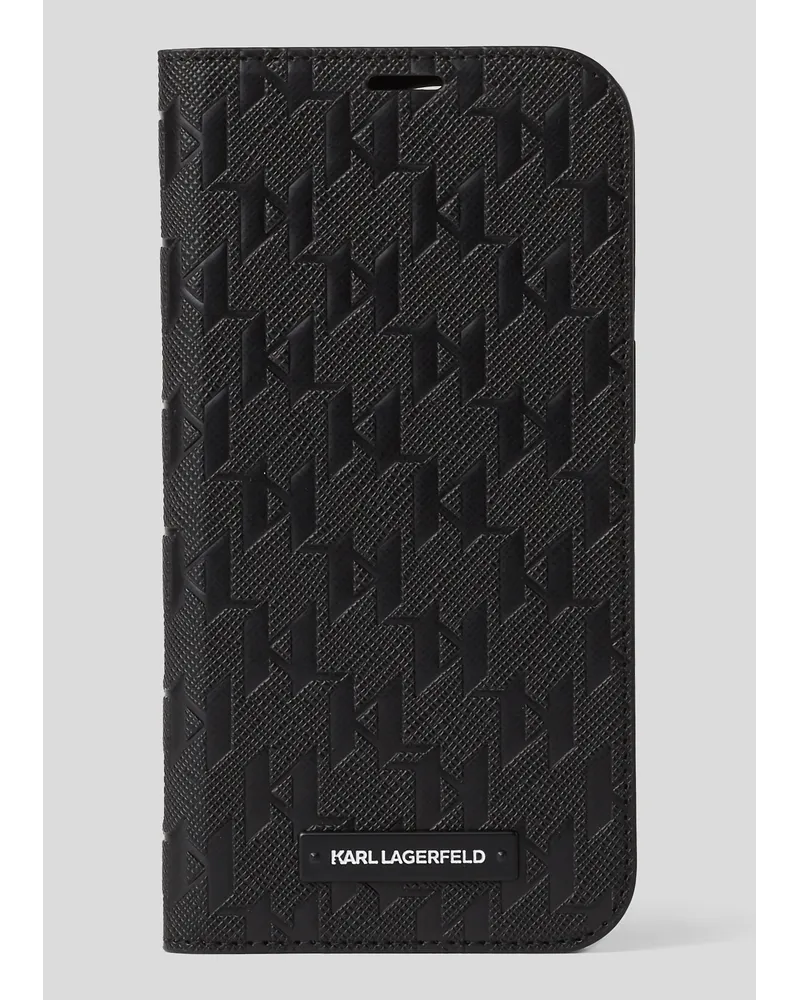 Karl Lagerfeld Kl monogram-schutzhülle mit Portemonnaie Für Iphone 14 pro, Mann, Schwarz Schwarz