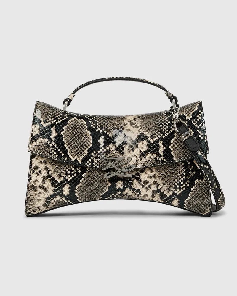 Karl Lagerfeld K/autograph Twist Python-handtasche Mit Tragegriff Oben, Damen, Natural Snake All Over Print, Größe Natural