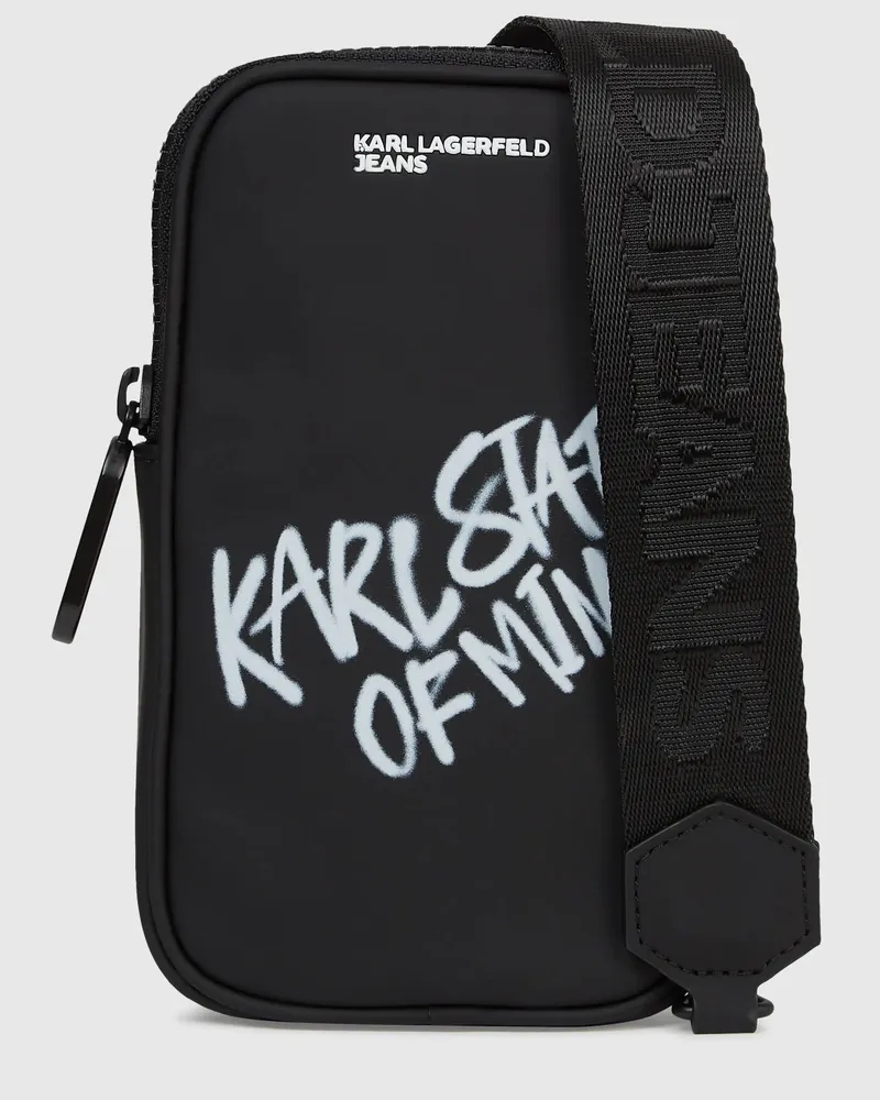 Karl Lagerfeld Beschichtete Handytasche Mit Karl-zitat, Herren, Schwarz, Größe Schwarz