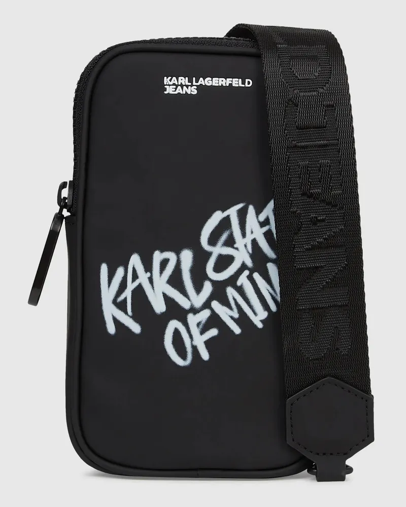Karl Lagerfeld Beschichtete Handytasche Mit Karl-zitat, Herren, Schwarz, Größe Schwarz