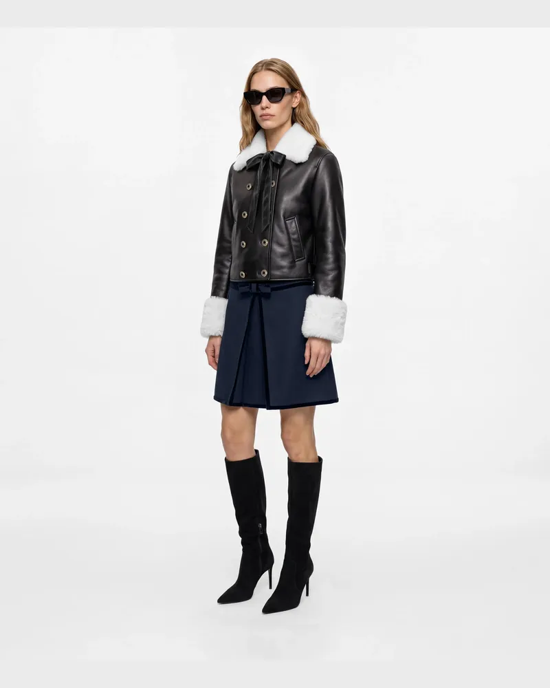 Karl Lagerfeld Plissee-rock Mit Samtdetail, Female, Schwarz, Size Black