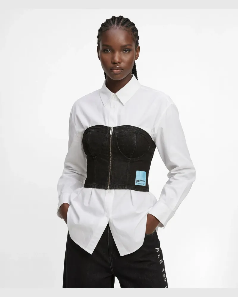 Karl Lagerfeld Klj X Pietro Terzini Denim-bandeau-top, Female, Gewaschenes Schwarz, Size Black