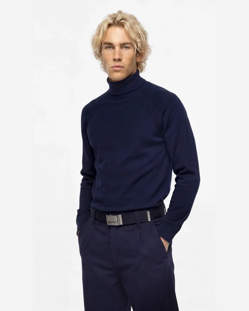 Karl Lagerfeld Leichter Strickpullover Mit Rollkragen, Male, Peacoat, Size Blue