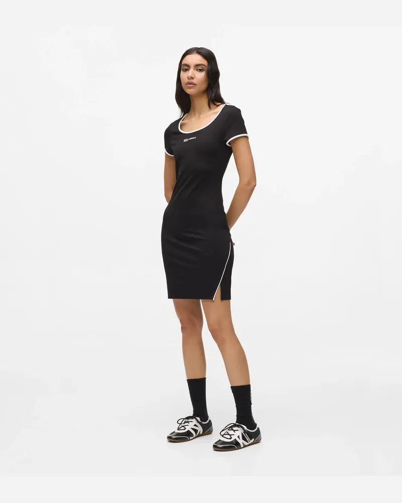 Karl Lagerfeld Kleid Mit Kurzen Ärmeln Und Figurnaher Passform, Damen, Schwarz, Größe Schwarz