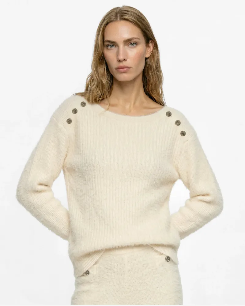 Karl Lagerfeld Flauschiger Loungewear-pullover, Damen, Cannoli Creme, Größe Cannoli