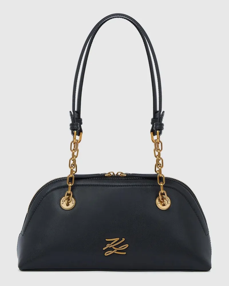 Karl Lagerfeld K/autograph Kleine Bowlingtasche, Damen, Schwarz/gold, Größe Schwarz