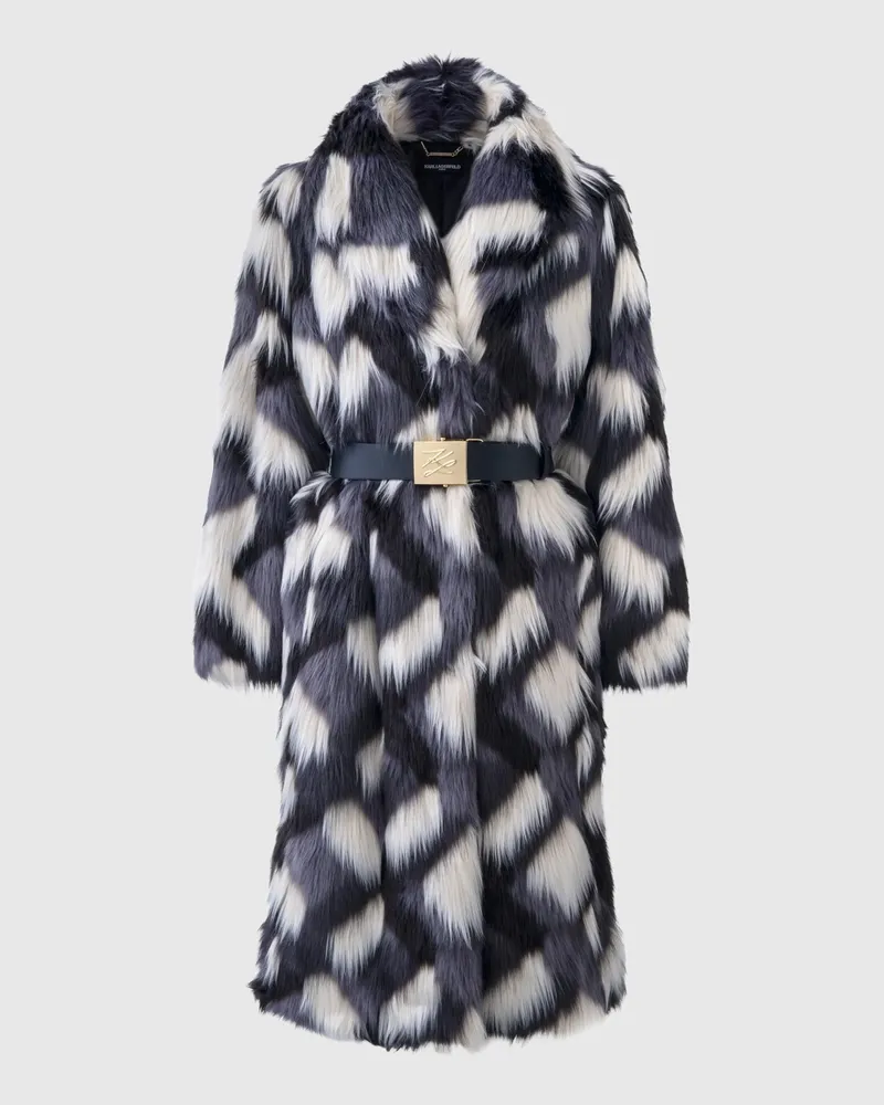 Karl Lagerfeld Maxi-mantel Aus Kunstpelz Mit Gürtel, Damen, Multi, Größe Multi