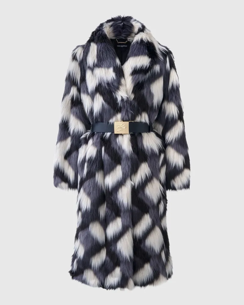 Karl Lagerfeld Maxi-mantel Aus Kunstpelz Mit Gürtel, Damen, Multi, Größe Multi