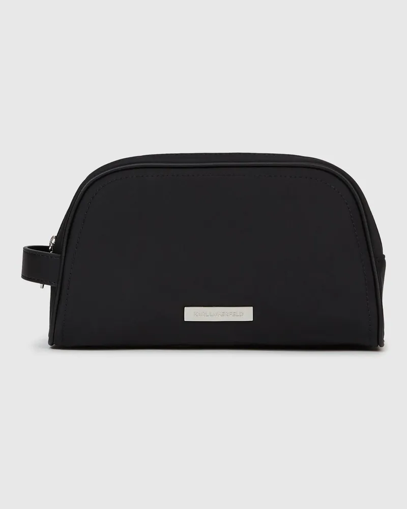 Karl Lagerfeld Ikon Kosmetiktasche Aus Nylon, Female, Schwarz, Size Black