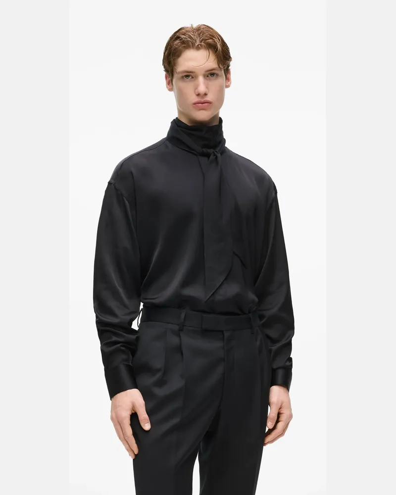 Karl Lagerfeld Kl Studio Hemd Mit Schaldetail, Herren, Schwarz, Größe Schwarz