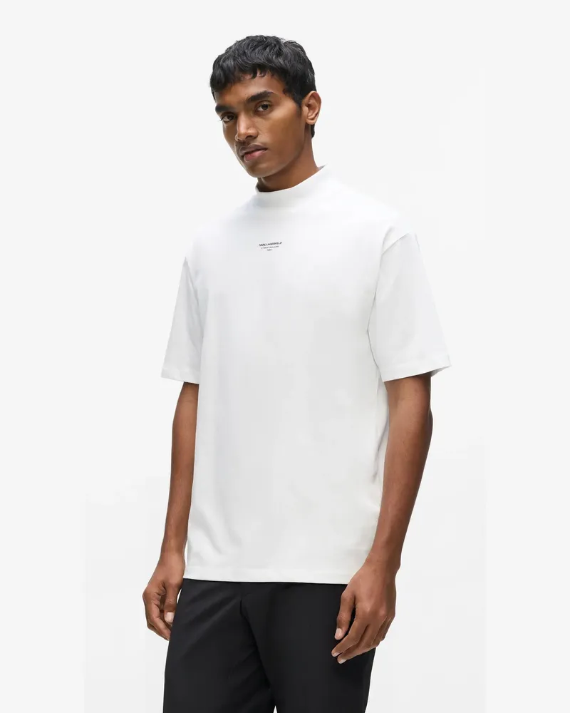 Karl Lagerfeld T-shirt Mit Stehkragen, Herren, Weiss, Größe Weiss