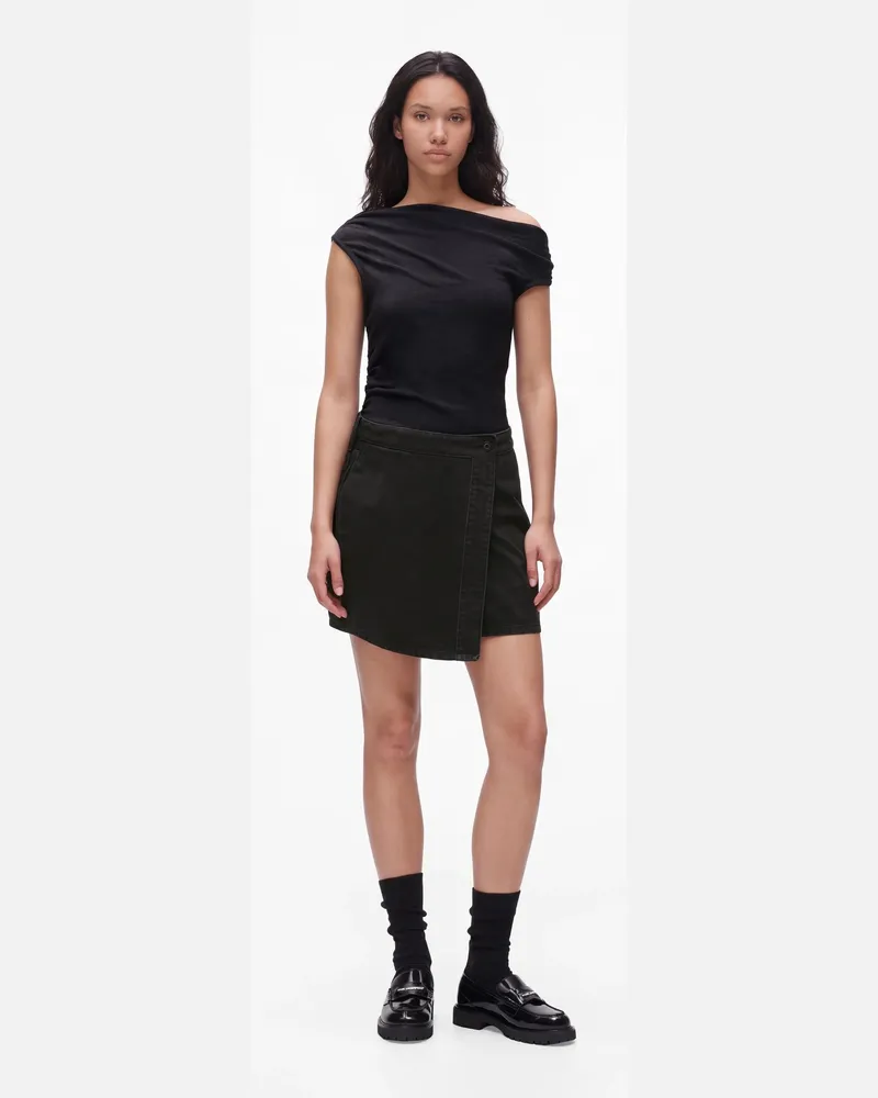 Karl Lagerfeld Wickel-minirock Aus Jeansstoff, Female, Schwarzer Denim, Size Black