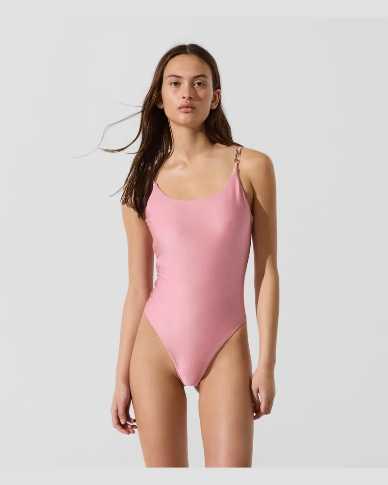 Karl Lagerfeld Frecher Badeanzug, Damen, Orchideenrauch, Größe Orchideenrauch