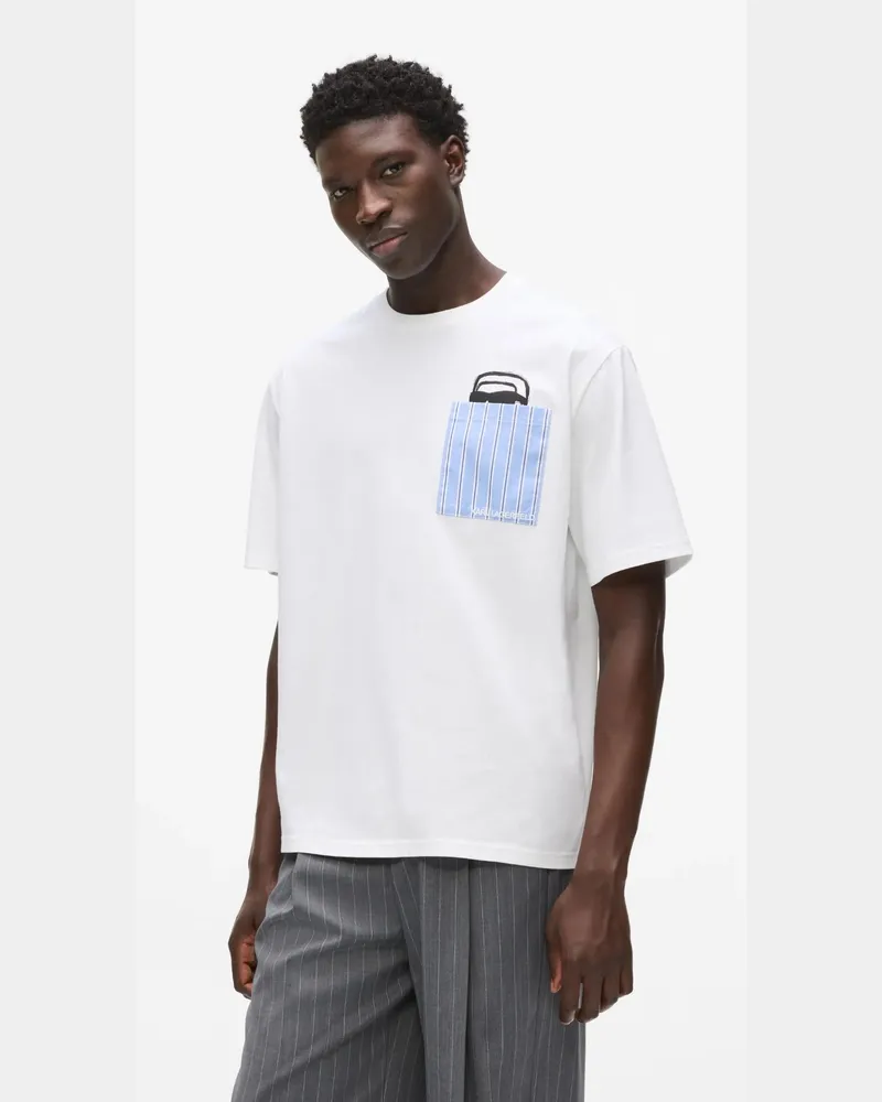 Karl Lagerfeld Ikon T-shirt Mit Peek-a-boo-tasche, Herren, Weiss, Größe Weiss