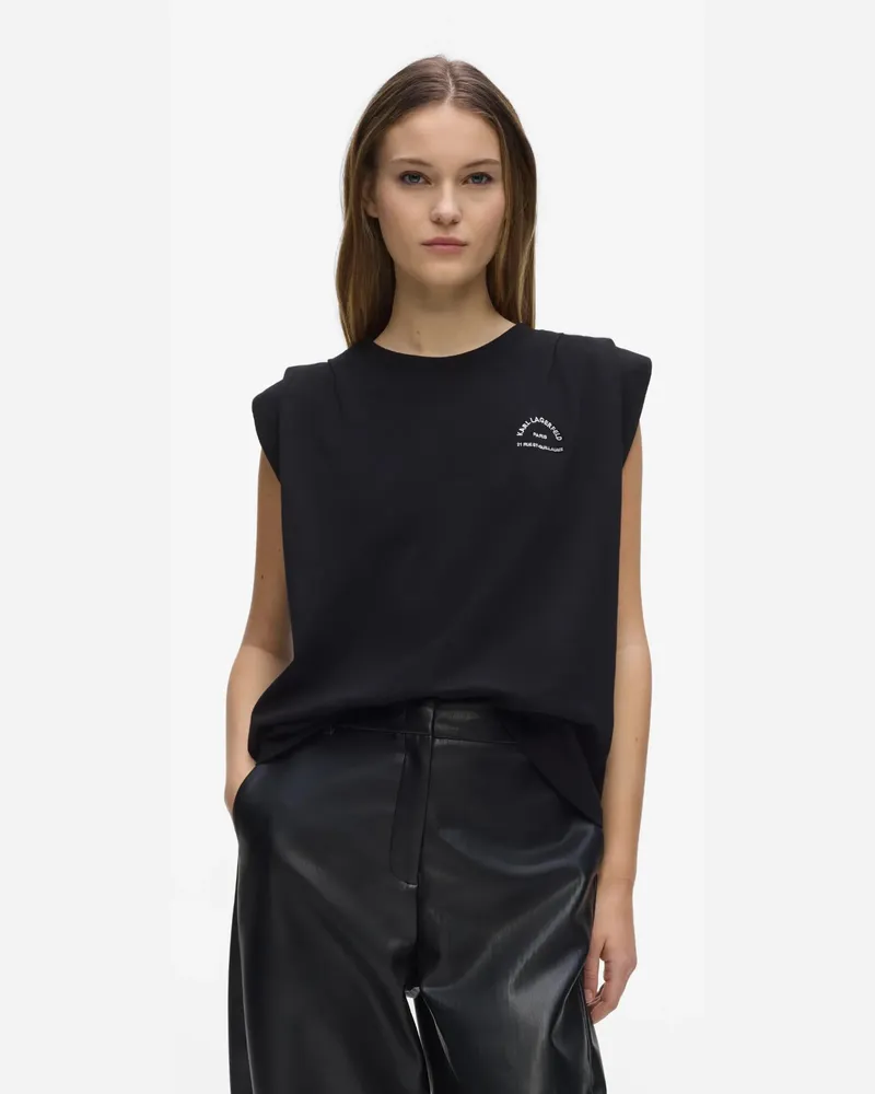 Karl Lagerfeld Rue St-guillaume Tanktop In Oversized-passform, Female, Schwarz, Size Black