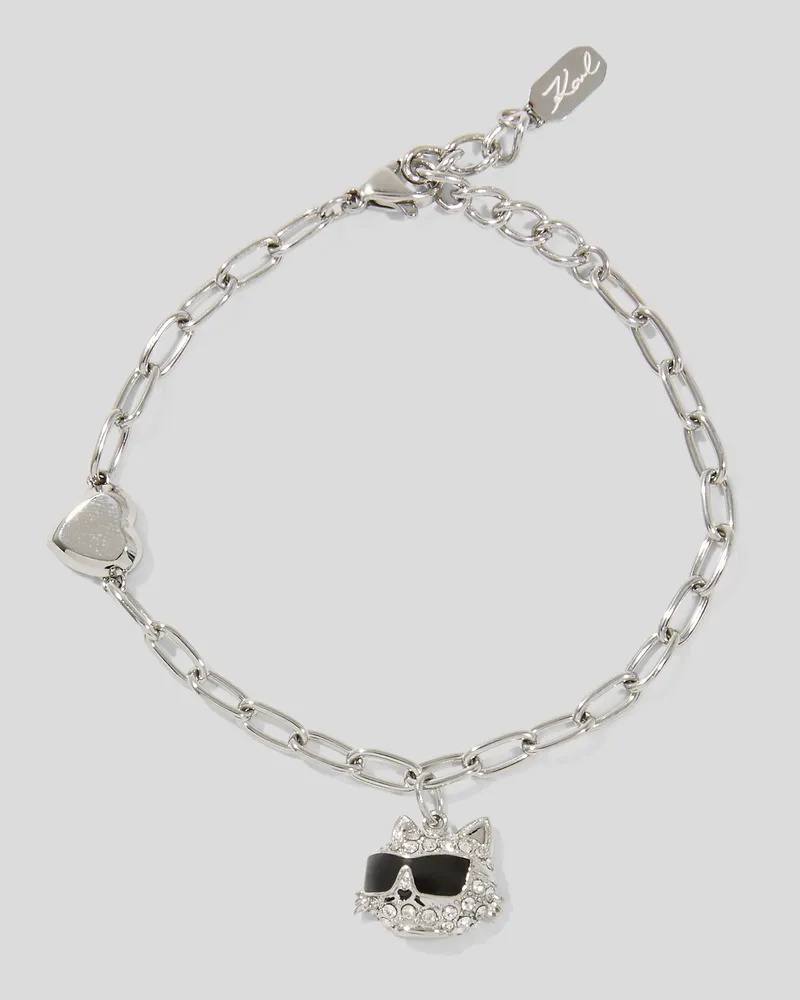 Karl Lagerfeld Ikon Pavé Choupette-anhänger-armband, Damen, Silver, Größe Silver
