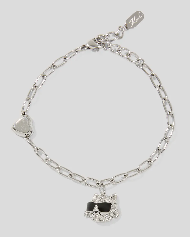 Karl Lagerfeld Ikon Pavé Choupette-anhänger-armband, Frau, Silver, Größe Silver
