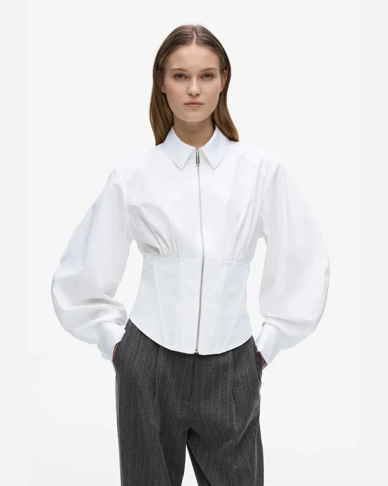 Karl Lagerfeld Korsett Popeline-hemd, Damen, Weiss, Größe Weiss