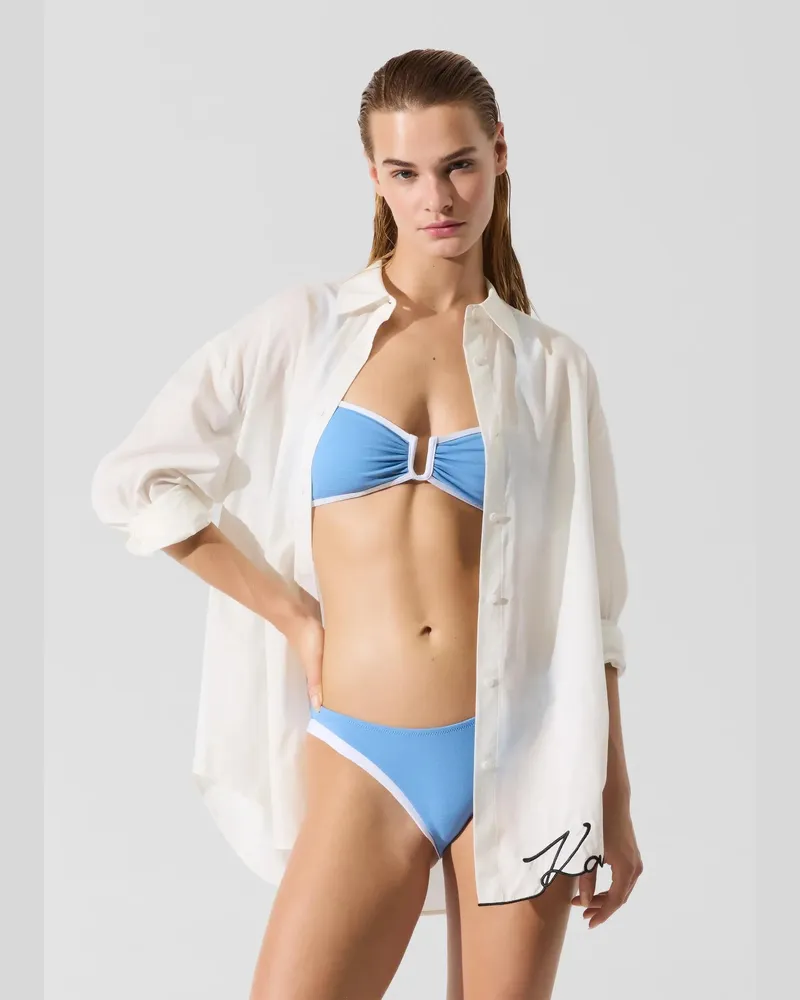 Karl Lagerfeld Oversized-signature-strandhemd, Damen, Cannoli Creme, Größe: Xs Cannoli