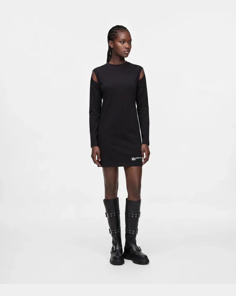Karl Lagerfeld Jerseykleid Mit Ausschnitt, Damen, Schwarz, Größe Schwarz