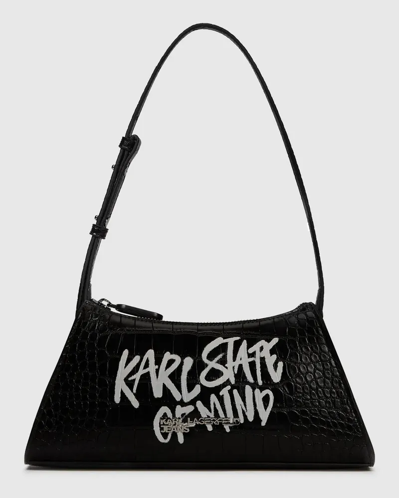 Karl Lagerfeld Kleine Schultertasche Mit Karl-zitat, Damen, Schwarz, Größe Schwarz