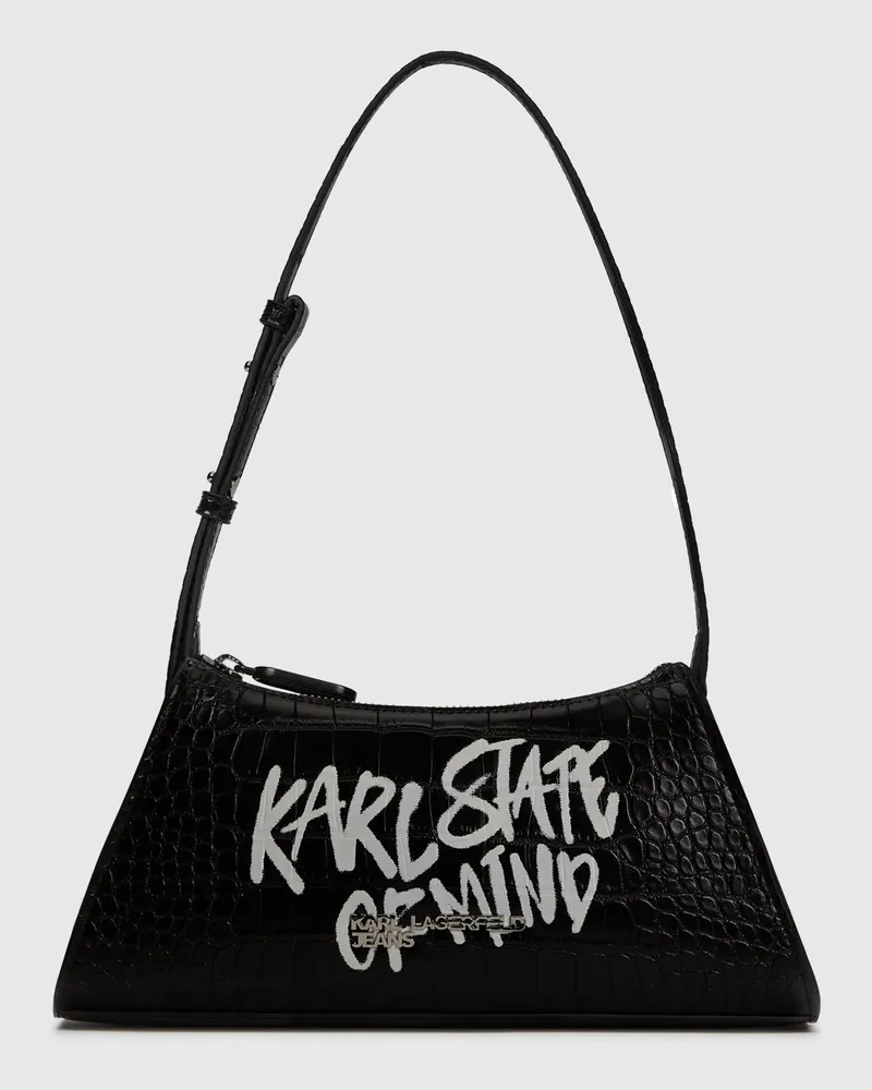 Karl Lagerfeld Kleine Schultertasche Mit Karl-zitat, Damen, Schwarz, Größe Schwarz