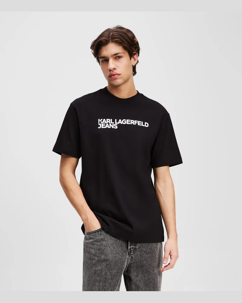 Karl Lagerfeld T-shirt Mit Logo, Herren, Schwarz, Größe: Xxl Schwarz
