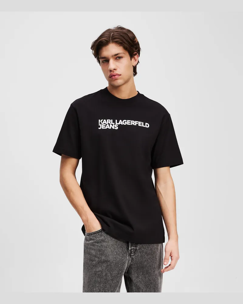Karl Lagerfeld T-shirt Mit Logo, Mann, Schwarz, Größe Schwarz